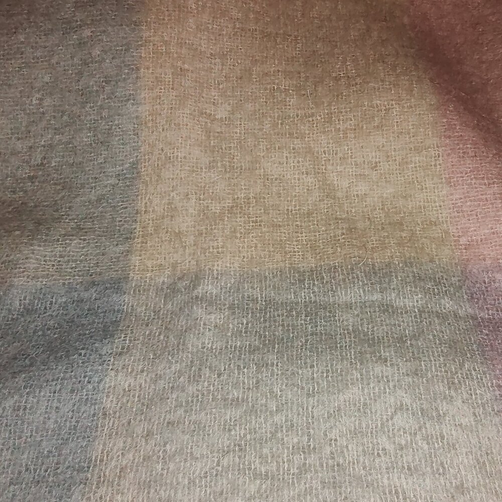 AVOCA HANDWEAVERS MOHAIR WOOL THROW IRELAND AQUA IVORY PINK SHADES 58 x 70 - Picture 3 of 6
